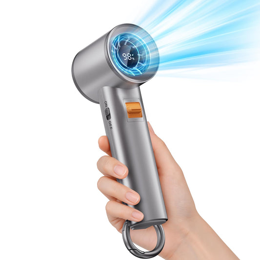 Portable Handheld Turbo Fan for Outdoor - 5000mah Mini Handheld Personal Pocket Fan for Powerful Airflow Wind - 20hrs,100 Speeds Adjustable - Digital