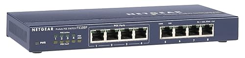 NETGEAR FS108PNA 8 Port Fast Ethernet Unmanaged Switch, 4xPoE 56W, ProSAFE Lifetime Protection (FS108P)