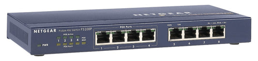 NETGEAR FS108PNA 8 Port Fast Ethernet Unmanaged Switch, 4xPoE 56W, ProSAFE Lifetime Protection (FS108P)