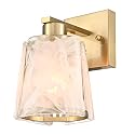 DAYCENT Small Modern Gold Wall Sconce with Glass Shade 1-Light Hardwired Brass Sconces Lighting Bell-Shaped Wall Light Fixtures for Bedroom Hallway