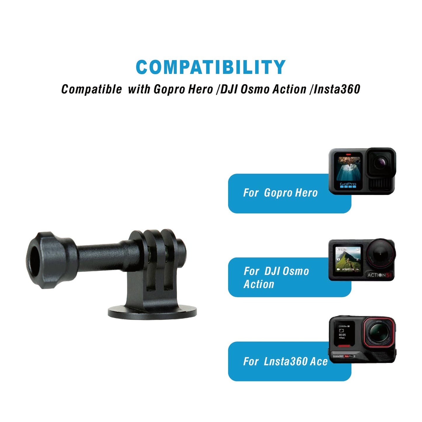 DAUEULITE Tripod Mount Adapter for Gopro Hero 13 Hero 12 Hero 11 Hero 10 Hero 9 Hero 8 Hero 7 Hero 6 Hero 5 Hero Session Hero 4 Hero 3+ Hero 3 Hero 2