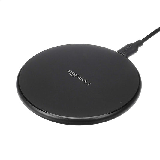 Amazon Basics Wireless Charger, 15W Qi Certified Wireless Charging Pad with USB Cable, Compatible with iPhone 15/14/13/12/11/X, Samsung & LG, Case