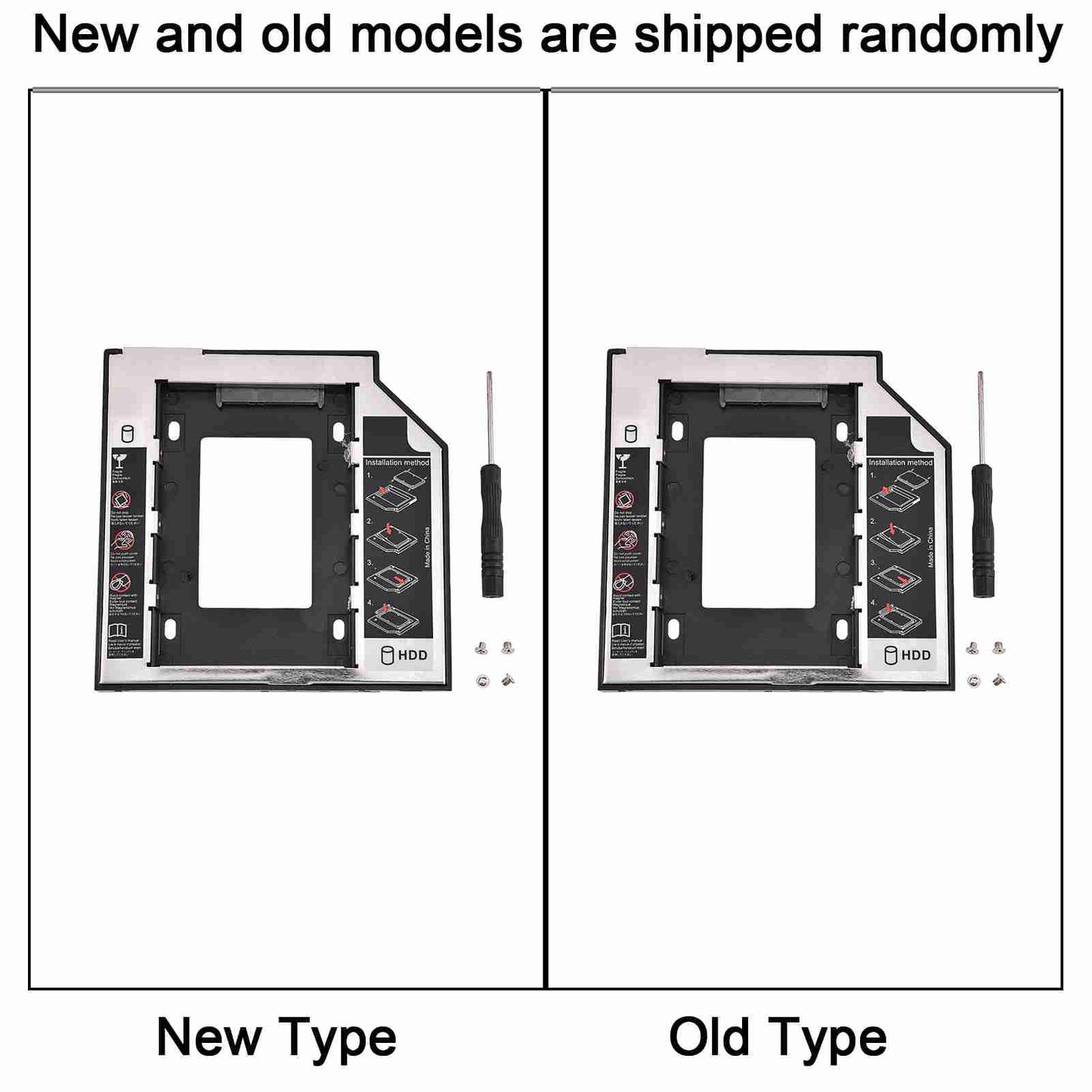 2.5" SSD HDD Hard Drive Enclosure, HDD Internal Hard Disk Drive CD/DVD-ROM Bracket for Most Laptops with 9.5mm Connector