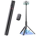72" Phone Tripod Selfie Stick, Extendable Tripod for iPhone with Remote, Portable Cell Phone Tripod Stand for Video Recording All-in-1 Travel