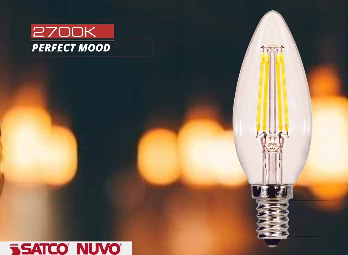 Satco S29877 Candelabra Bulb in Light Finish, Clear