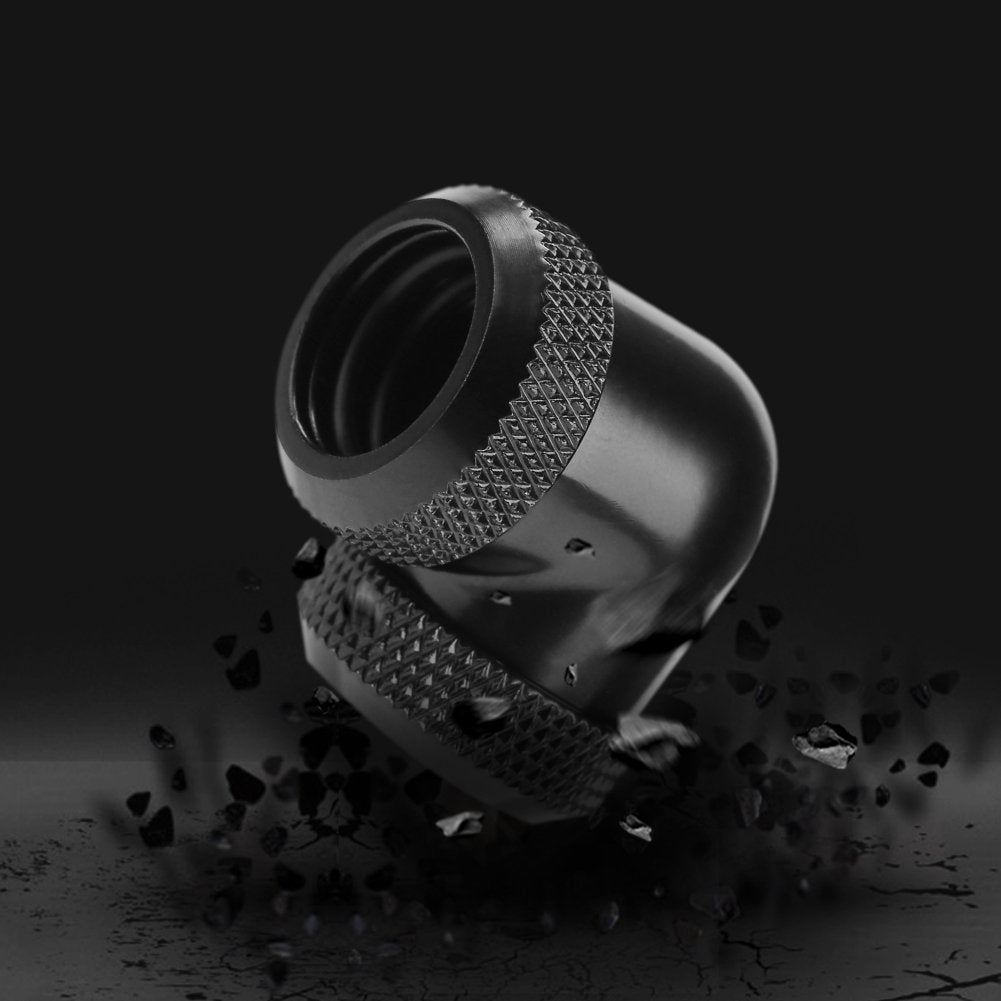 Wendry PC Water Cooling Fitting, 14mm OD G1/4 DIY 90 Degree Elbow Hard Pipe Tube Connector Water Liquid Cooling for PC Water Cooling System (Black)