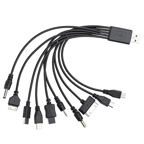 GOUDOGEDC 10 in 1 USB Cables - 20CM/7.87in Universal USB to Multi Plug Cell Phone Charger for Smartphones