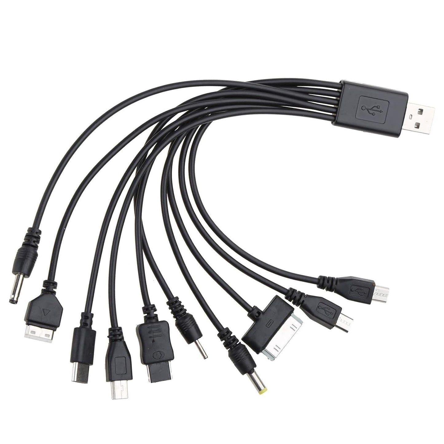 GOUDOGEDC 10 in 1 USB Cables - 20CM/7.87in Universal USB to Multi Plug Cell Phone Charger for Smartphones