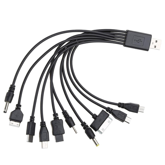 GOUDOGEDC 10 in 1 USB Cables - 20CM/7.87in Universal USB to Multi Plug Cell Phone Charger for Smartphones