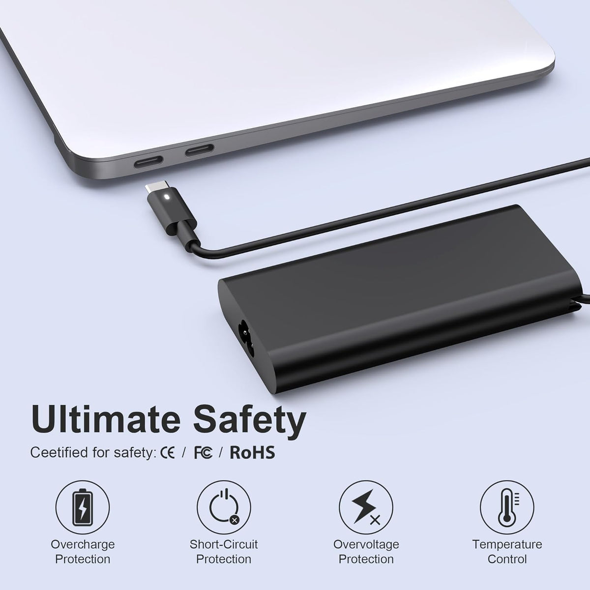 130W USB-C Laptop Charger Replacement for Dell XPS 15 17 Precision Latitude
