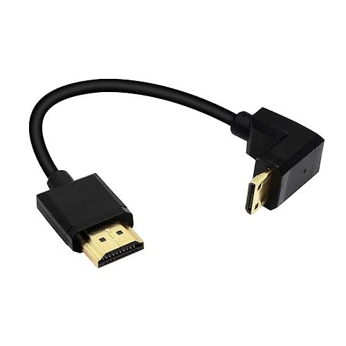 15CM Mini HDMI to HDMI Short Cable, 90 Degree Downward Angle High Speed Mini HDMI Male to HDMI 2.0 Male Adapter Support 4k@60HZ YOUCHENG,