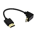 15CM Mini HDMI to HDMI Short Cable, 90 Degree Downward Angle High Speed Mini HDMI Male to HDMI 2.0 Male Adapter Support 4k@60HZ YOUCHENG,