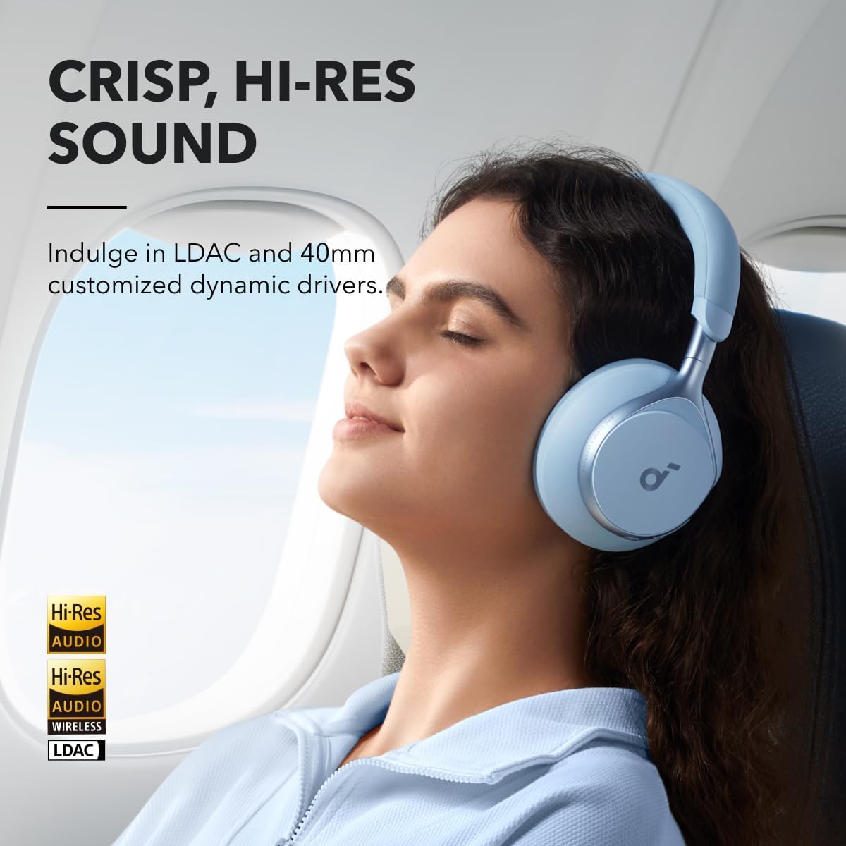 Soundcore Anker Space One ANC Over-Ear Headphones, Blue, Renewed