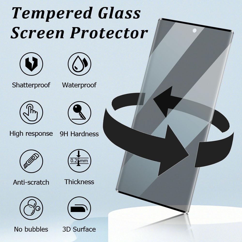 [2+2 Pack] Pixel 6 Pro Privacy Screen Protector and Camera Lens Protector, 3D Full Coverage, 9H Hardness Anti-Spy Tempered Glass, Easy Installation