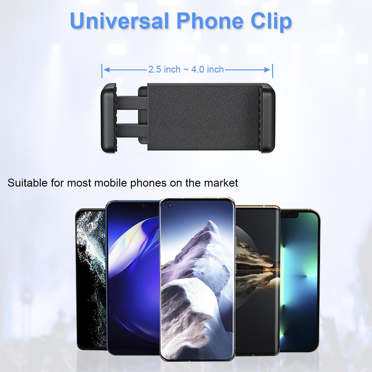 Mic Stand Phone Holder Mount Adjustable Phone Holder for Mic Microphone Music Stand [Dual Ballhead 360°Swivel] iPhone Mic Stand Holder for iPhone 15