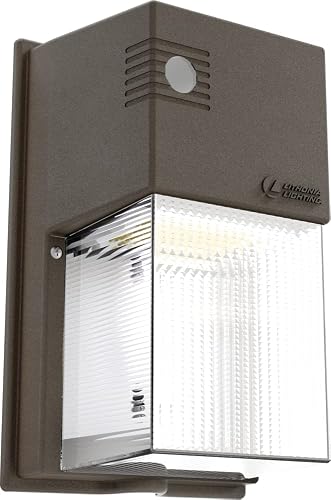 Lithonia Lighting 7" Mini LED Wall Pack Outdoor Light Fixture, 3-Way Selectable CCT 3000K/4000K/5000K, Adjustable Lumens, Dusk to Dawn Photocell