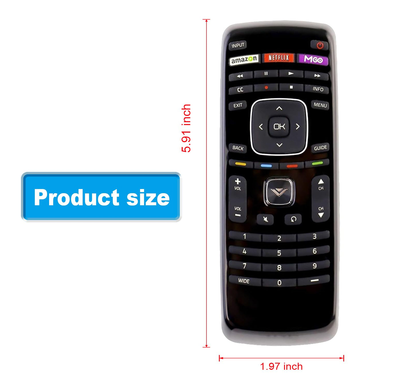 XRT112 Replace Remote fit for VIZIO TV HDTV D500I-B1 E24-C1 E28H-C1 E241IA1 E280I-A1 E320I-B1 E400I-B2 E390I-B1E E390I-A1 E420I-A0 E420I-B0 E480I-B2