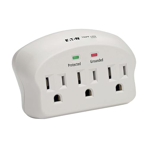 Eaton Tripp Lite SK3-0 Multi-Plug Wall Outlet Extender Surge Protector, 3 Outlets, 660 Joule Rating, Diagnostic LEDs, Portable Travel Wall Plug