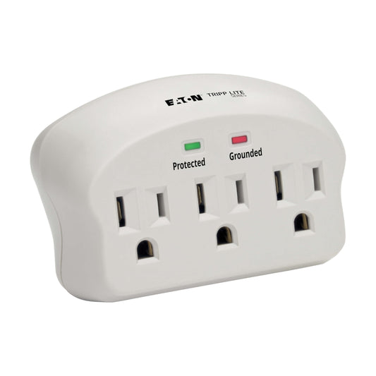 Eaton Tripp Lite SK3-0 Multi-Plug Wall Outlet Extender Surge Protector, 3 Outlets, 660 Joule Rating, Diagnostic LEDs, Portable Travel Wall Plug