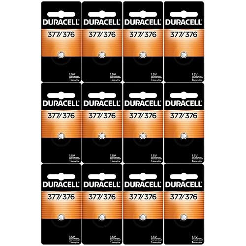 12-Pack Duracell 377 Batteries 1.5 Volt Silver Oxide Coin Button