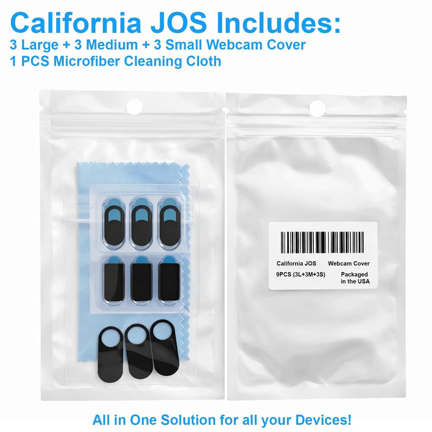 California JOS 9 Pack(3 Large + 3 Medium + 3 Small) 0.03 inch Ultra Thin Webcam Cover Slide Camera Blocker Protect Your Privacy Security for MacBook