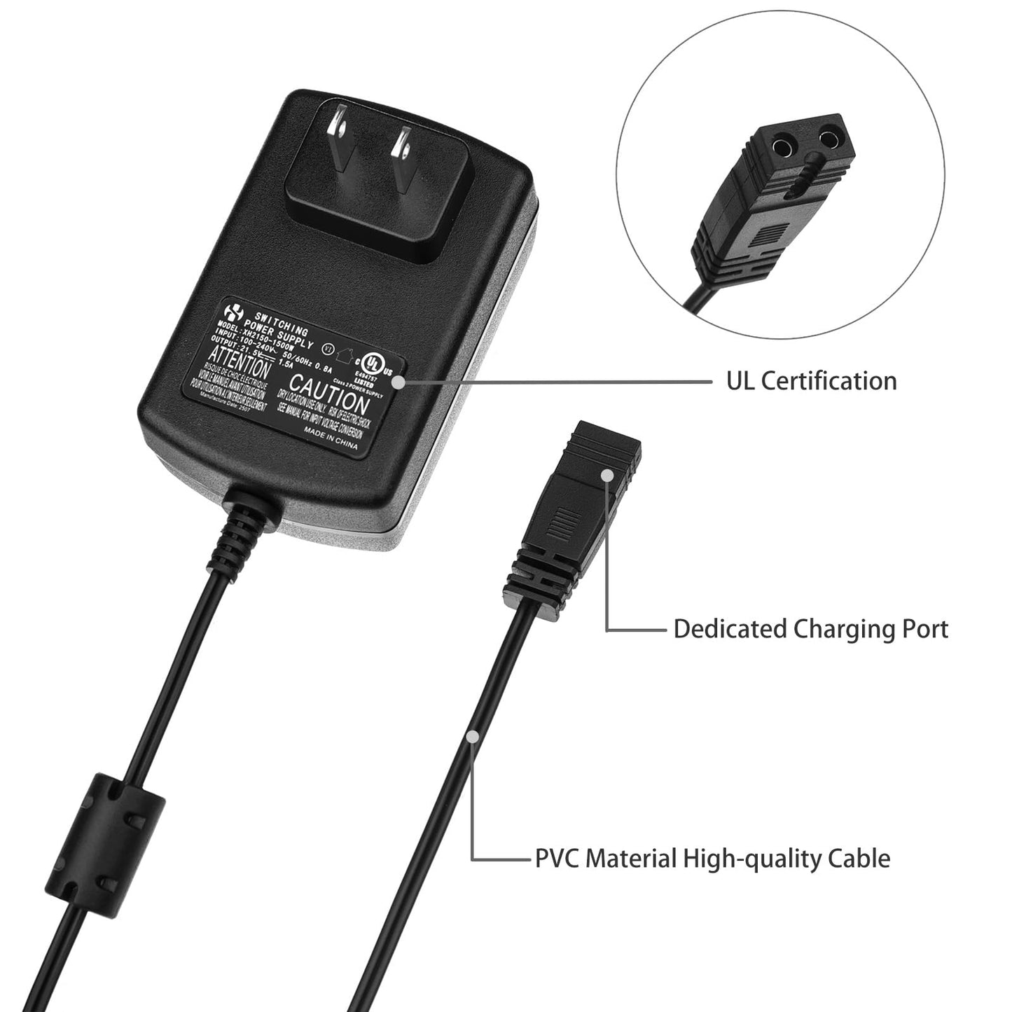 21.5V 1.5A Charger XH2150-1500W AC Adapter for Teguy V40 ENHULK PCT403T T403 EHT21001-L20 Handheld Pool Vacuum Cleaner