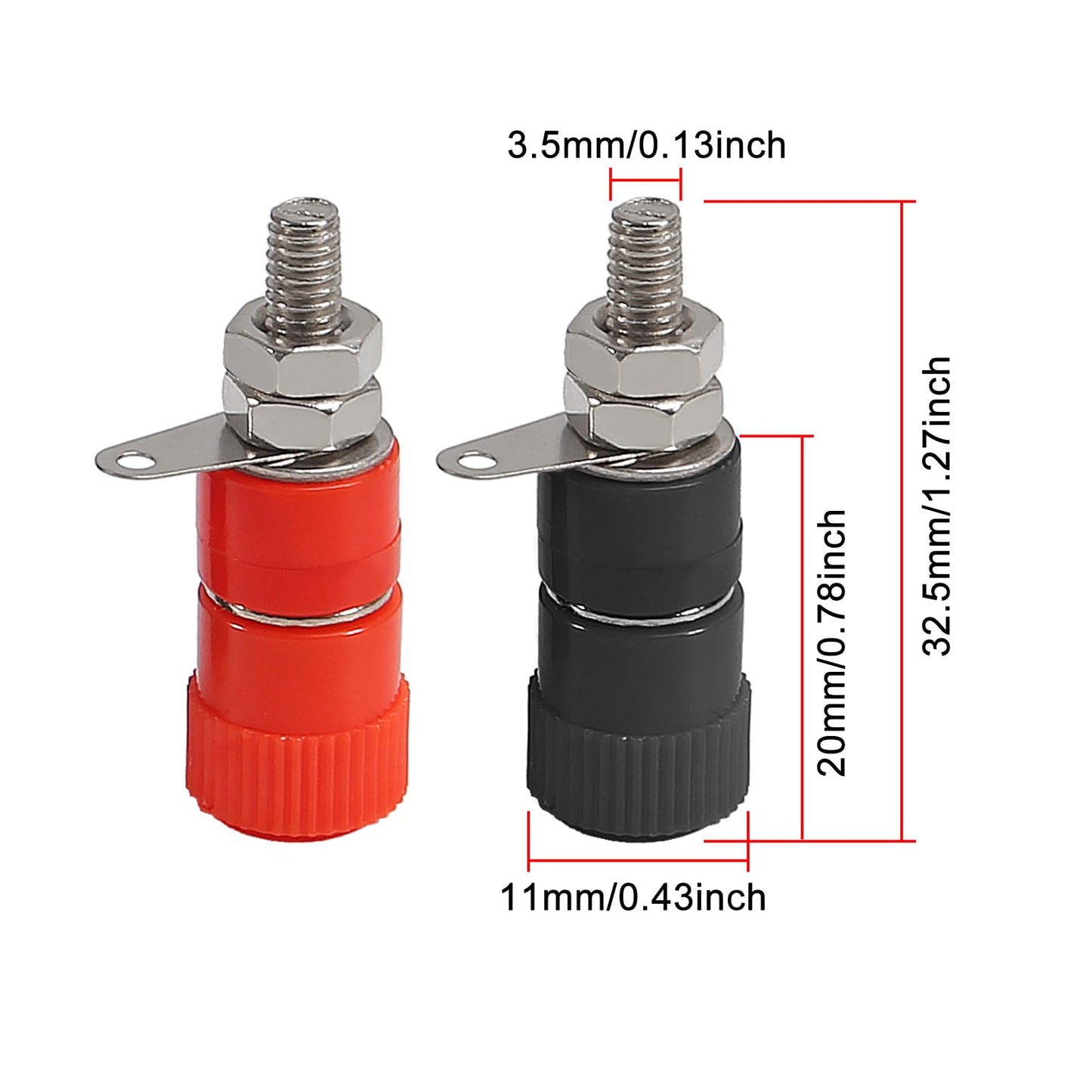 QCCAN 30PCS Binding Posts Terminals 4mm Banana Plug Socket & Red and Black Gold Plated 4mm Female and Male Banana Plugs Banana Socket Terminal