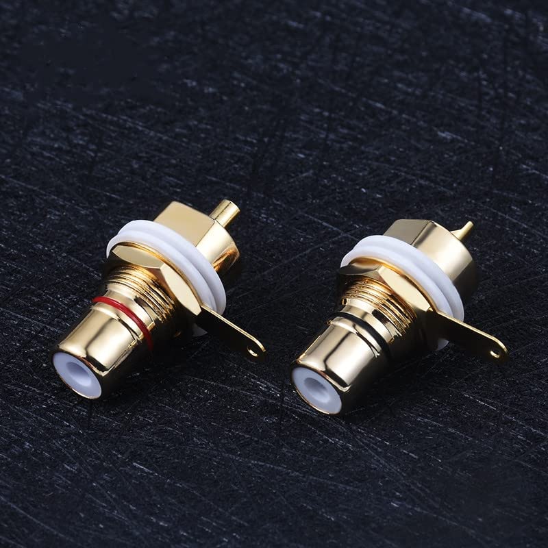bnafes RCA Terminal Gold Plated Copper RCA Panel Mount Female Jack Terminal Socket Audio Connector 2 Pcs Used for TV, DVD, Computer, Speaker