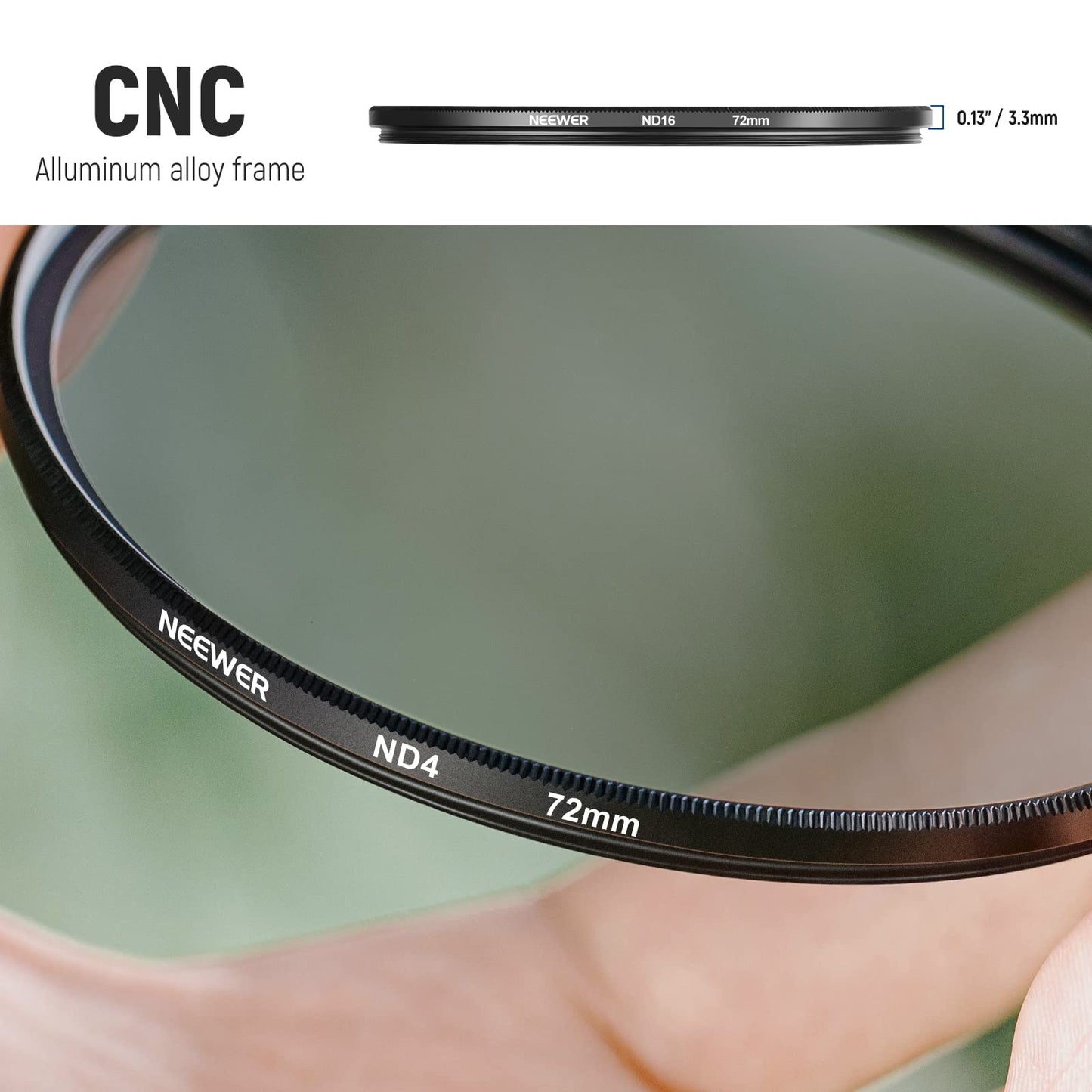 Neewer 72mm ND Filter Kit: ND2 ND4 ND8 ND16, Lens Cleaning Pen, Neutral Density Filter Pouch and Accessories Kit Compatible with DSLR Cameras