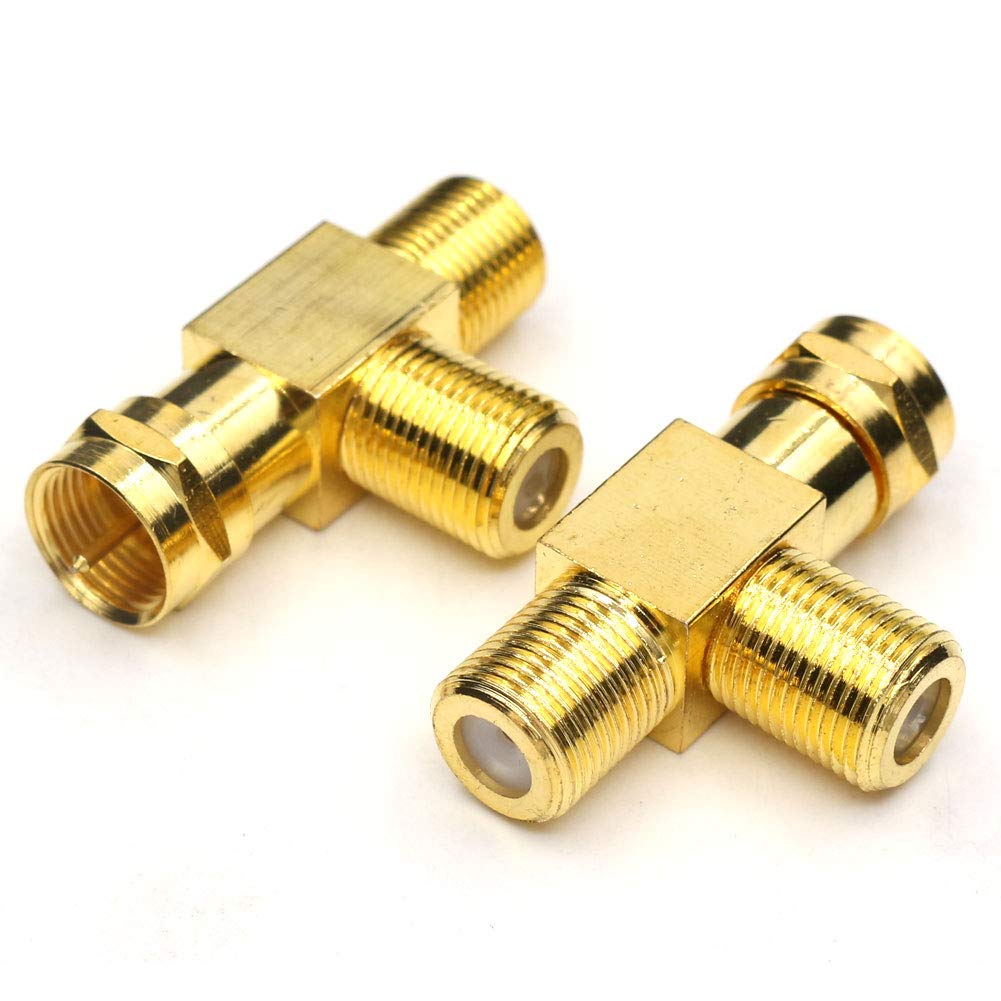 ANHAN F Coax Splitter, F Male to Female Connectors F type Satellite TV Splitter F type Coaxial Adapters for Video VCR Antenna 2Packs