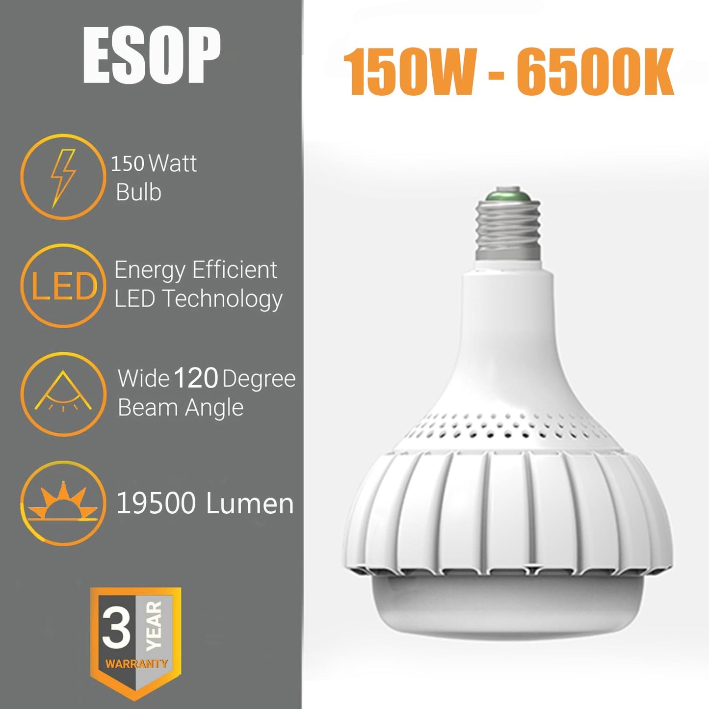 ESOP E39 Mogul Base LED Bulb, 6500K Daylight, 150W Super Bright Light Bulbs