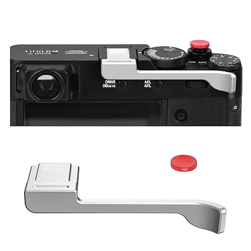 Thumb Grip Metal Hot Shoe Cover with Shutter Button for FUJIFILM X100VI / X100V Fuji Accessories (Silver)
