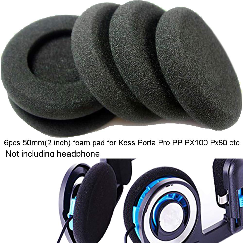 6pcs 2inch Earphone Sponge Foam Pads Cushions for Koss Porta Pro PP PX100 for Sony Sennheisers Philips Panasonic RP-HT21 AKG Headphones 50mm Foam Ear