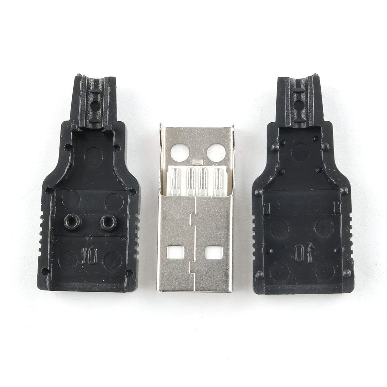 E-outstanding USB 2.0 Connector 10PCS USB 2.0 A Type Male 4-Pin Plugs with Black Plastic Cover DIY Socket
