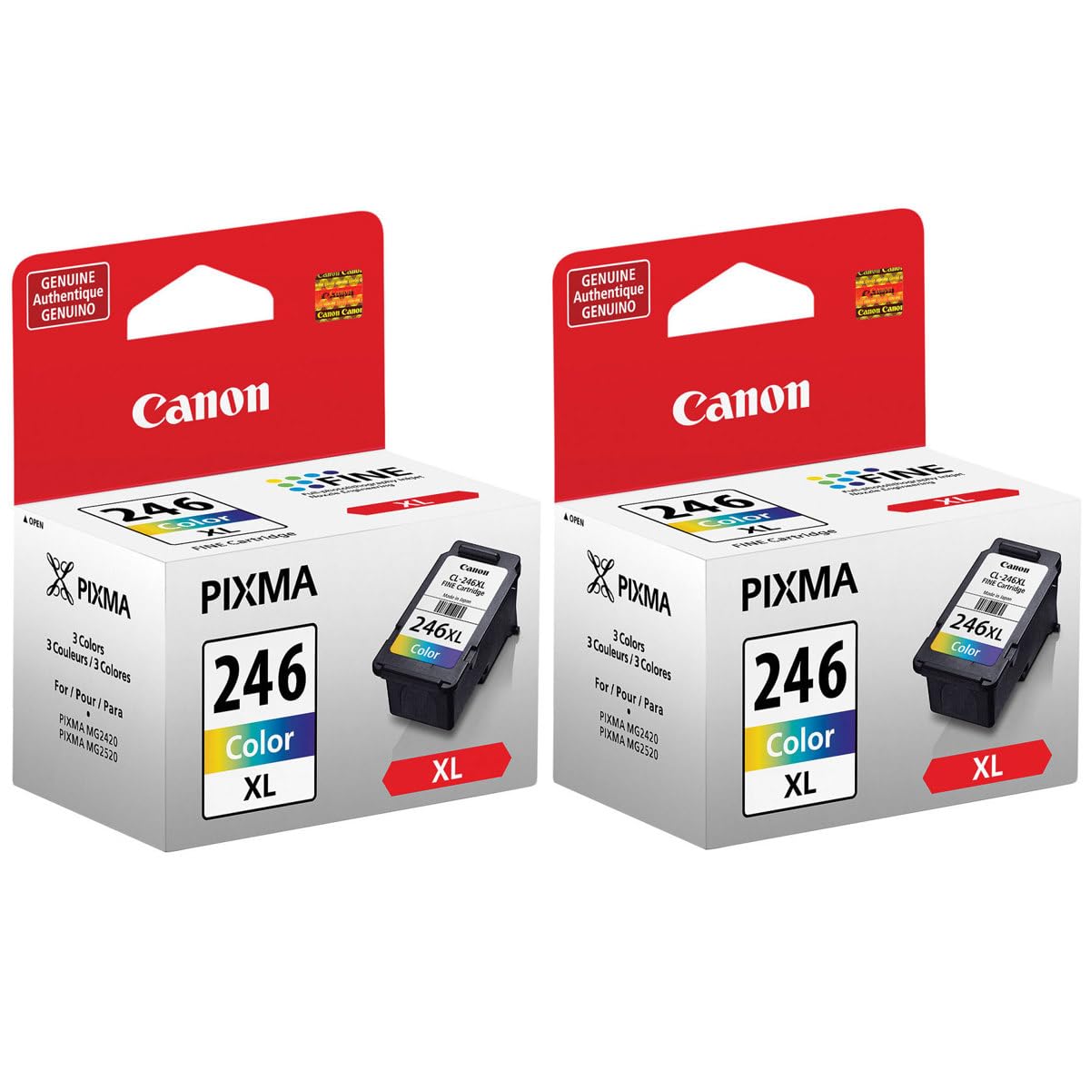 Canon 2 Pack CL-246 XL High Capacity Color Ink Cartridge for Select PIXMA IP, MG, MX, TR, TS Series Printers - 13ml