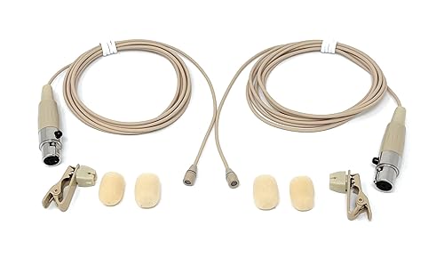 Pair of Lavalier Lapel Mics w/ 4 pin Mini XLR TA4F for Shure Wireless