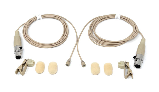 Pair of Lavalier Lapel Mics w/ 4 pin Mini XLR TA4F for Shure Wireless