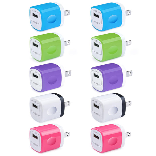 USB Charger Plug,Fast Charging Block,1A USB Cube 10Pack Wall Outlet Adapter Compatible iPhone 17 Pro Max/16 Plus/15/14/13/12/11/X/SE/8, Samsung Galaxy