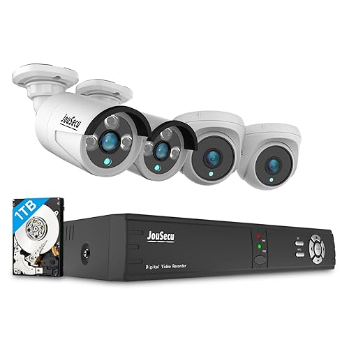 8CH Home Security Camera System with 1TB HDD, 5MP Lite DVR, 1080P Indoor/Outdoor Wired Surveillance CCTV, Day Night Vision Bullet Dome Cameras