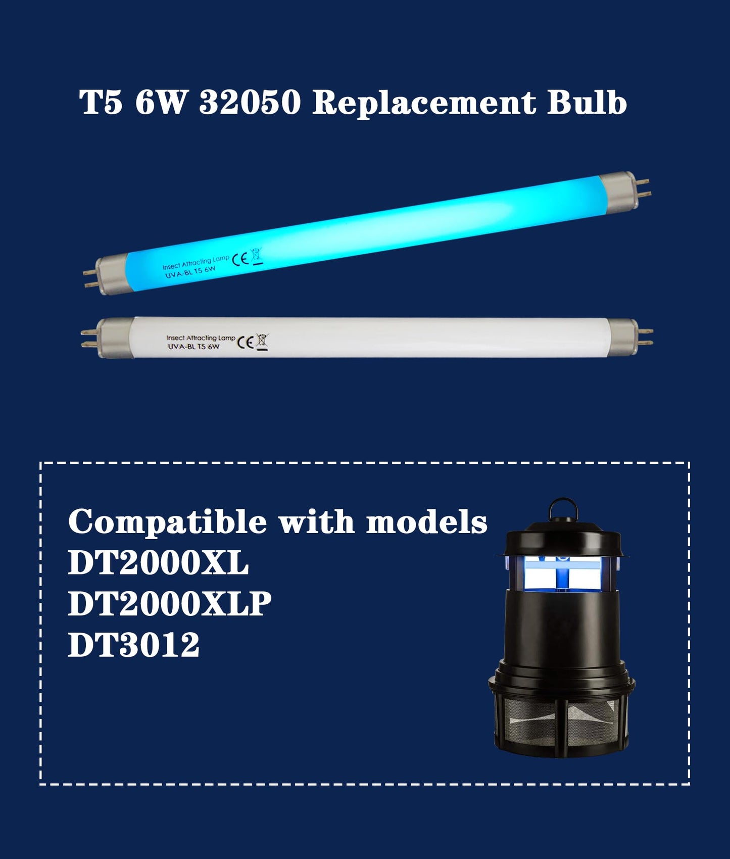 32050 F6T5/BL Replacement Bulbs,T5 6W Fluorescent Light Tube 9''Length