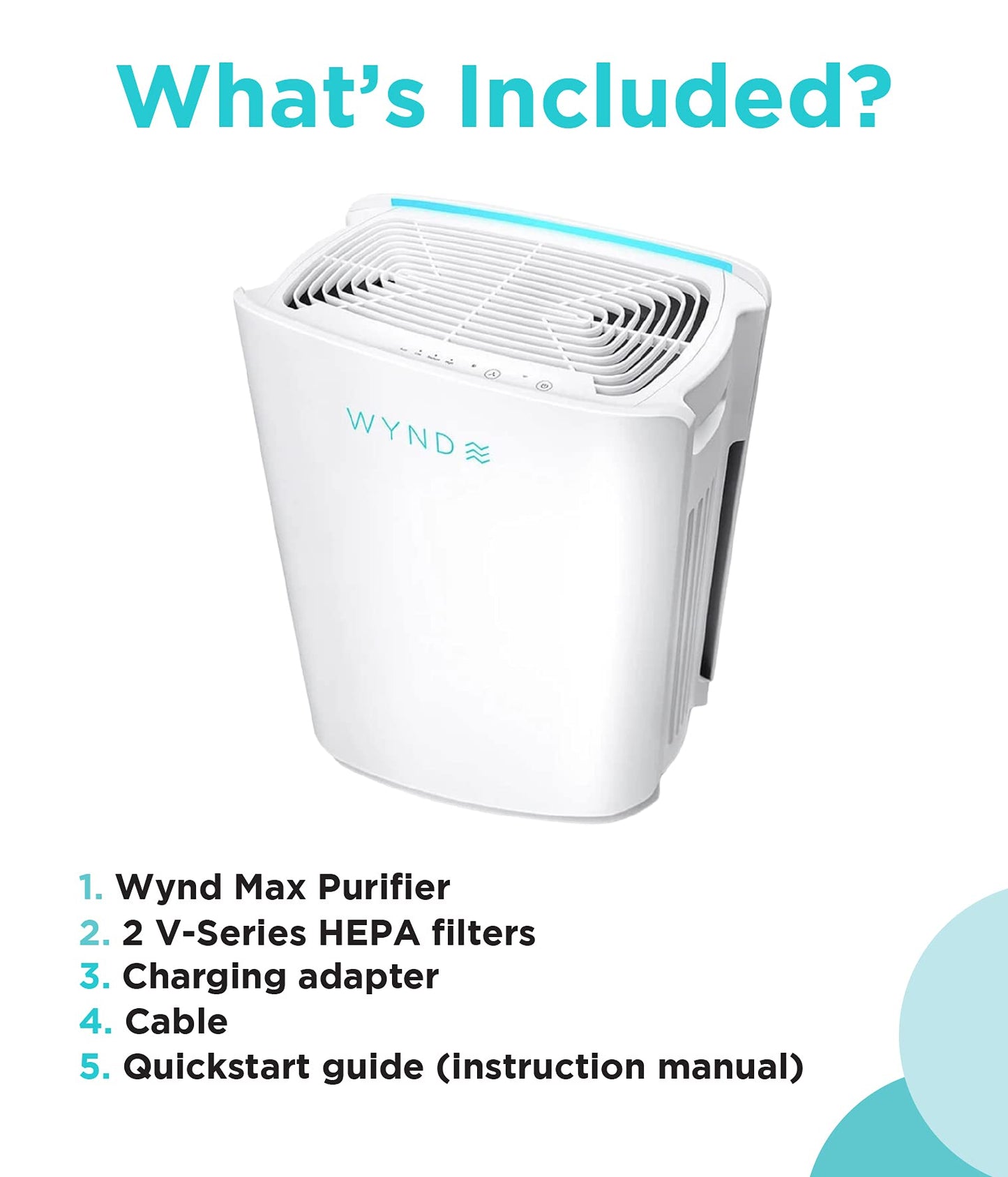 Wynd Max Home Air Purifier (Consumer Version) - App and Alexa Enabled, Smart Purification - HEPA Filter - For Home, Office, Large Spaces - 1200 sqft |