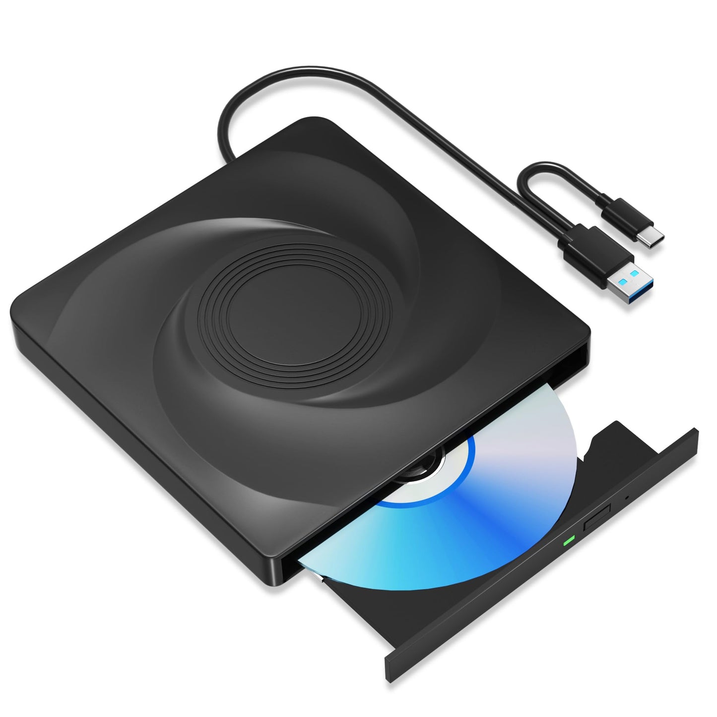 Wbacon External CD/DVD Drive for Laptop External DVD Drive, DVD Player Portable CD Reader for Laptop, CD Burner Compatible with PC Windows 11/10//7