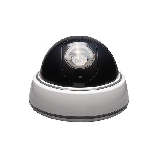 SABRE Fake Dome Security Camera, Flashing Red Light For Nighttime Visibility, Realistic Design Deters Intruders, Battery Operated, No Wiring Required