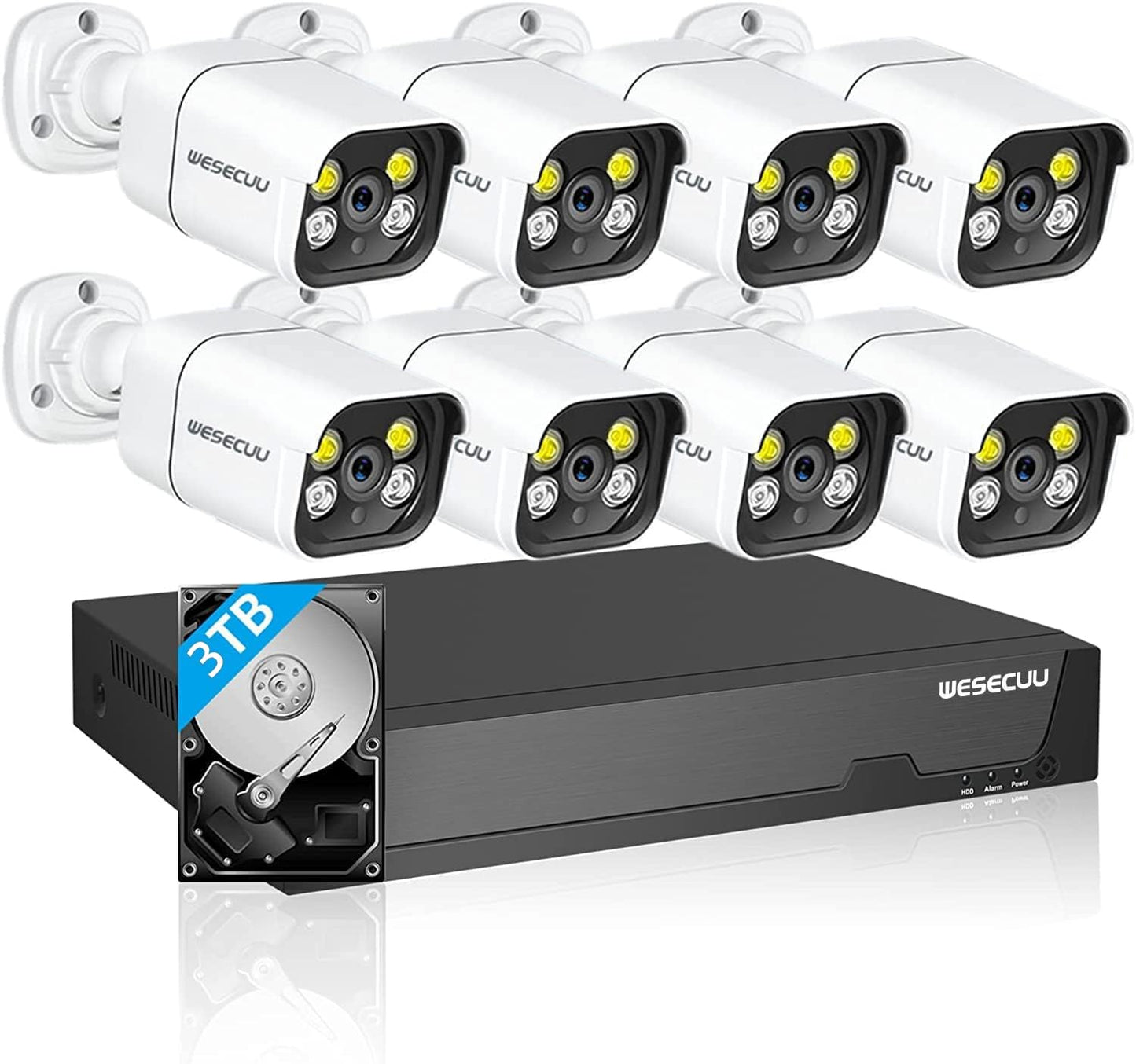 WESECUU Poe Security Camera System, 4K CCTV Camera Security System 4pcs IP Home Security Cameras Outdoor, 2-Way Audio, Human Detection Home Camera
