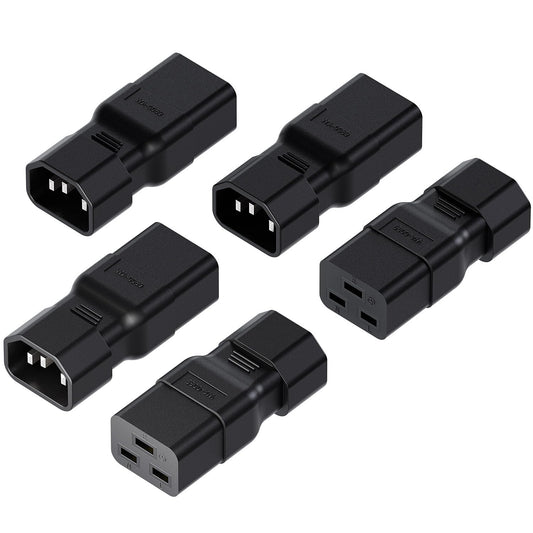 Vellcon [5Pack] IEC 320 C14 to C19 AC Adapter, IEC 15A to 10A,16A to 10A AC Converter,C19 16A to C14 10A Power Connector for PUD UPS, Black Color