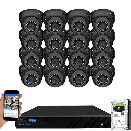 GW Security 16 Channel 12MP NVR 4K H.265+ AI Face Recognition Surveillance Security Camera System with 16 UltraHD 4K 8MP IP PoE Microphone Dome