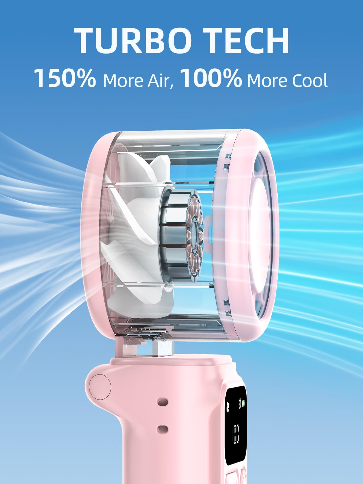 Portable Handheld Turbo Fan, 199 Stepless Speeds, 4000mAh USB Rechargeable