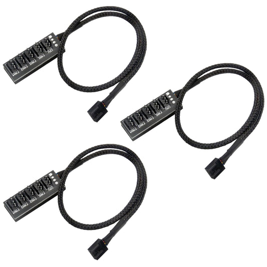 ALMOCN 3PCS PWM Fan Hub 1 to 5 Splitter 5 Way Case Fan Splitter for ATX Computer Case 4-Pin and 3-Pin Cooling Fans