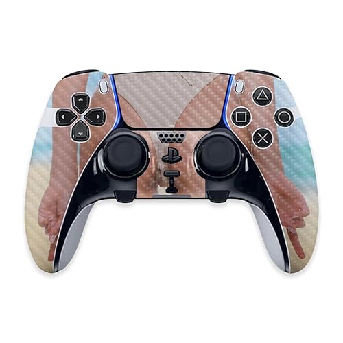 MightySkins Carbon Fiber Skin Compatible with PS5 DualSense Edge Controller - Beach Ready Protective, Durable Textured Carbon Fiber Finish Easy