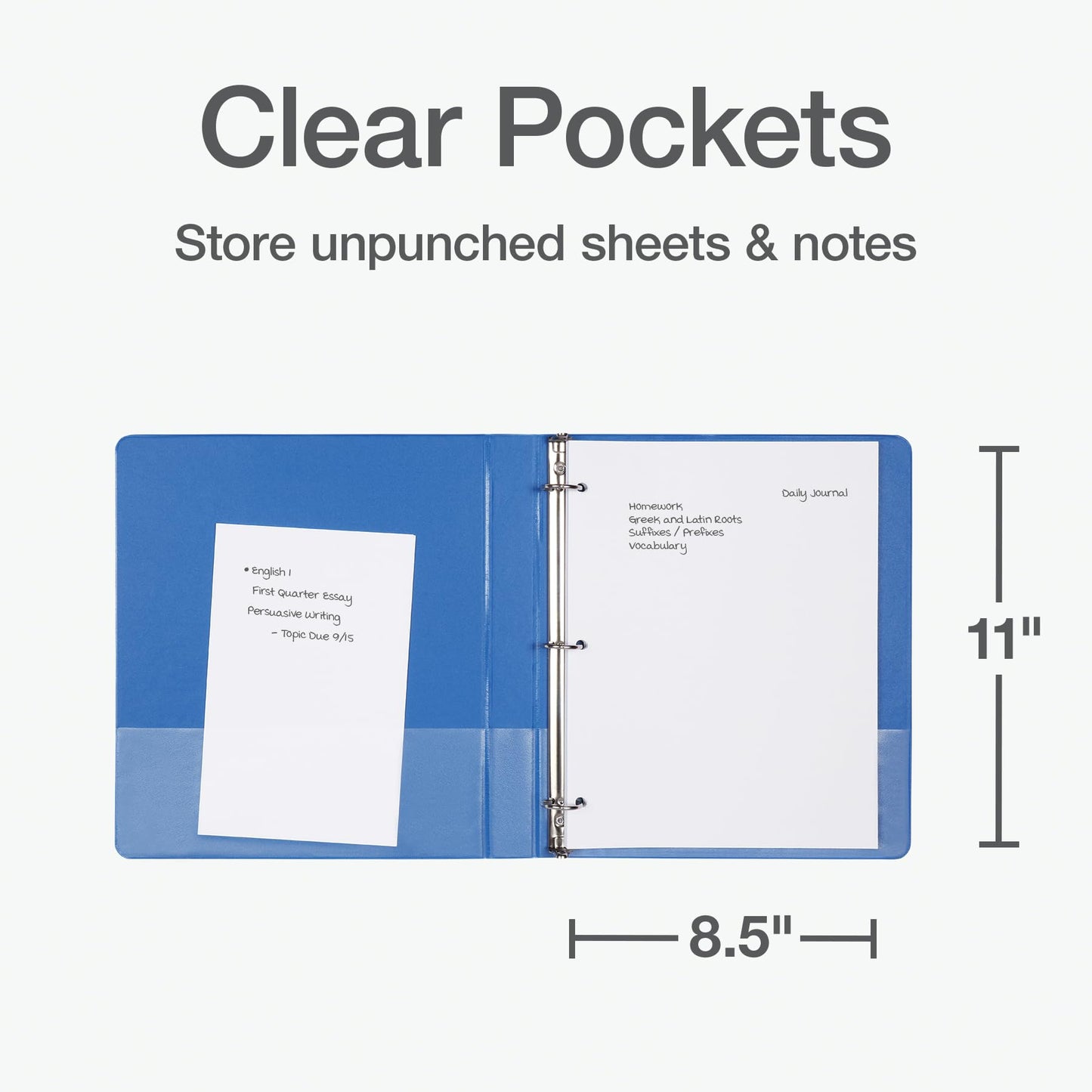 Oxford 1 Inch Binder, Durable 3 Ring 1 Inch with View Cover, XtraLife Hinge, Non-Stick PVC-Free, Blue, 225-Sheet Capacity, Single Binder (1017670)